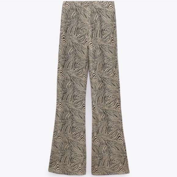 Zara Swirly Wide Leg Leopard Print Pants - Picture 1 of 7